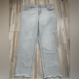 Loft Women's Curvy Straight Cropped Gray Jeans, Size 16 (33 tall)